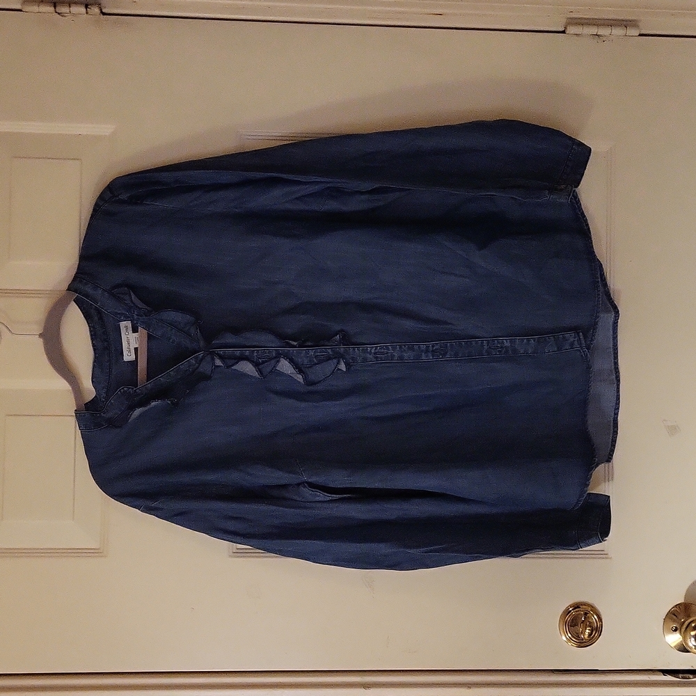 Coldwater creek ruffle jean shirt like new